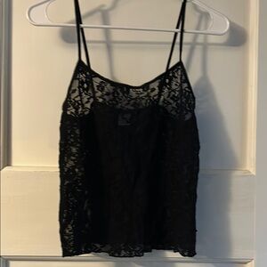 DKNY Black Embellished Crop Camisole